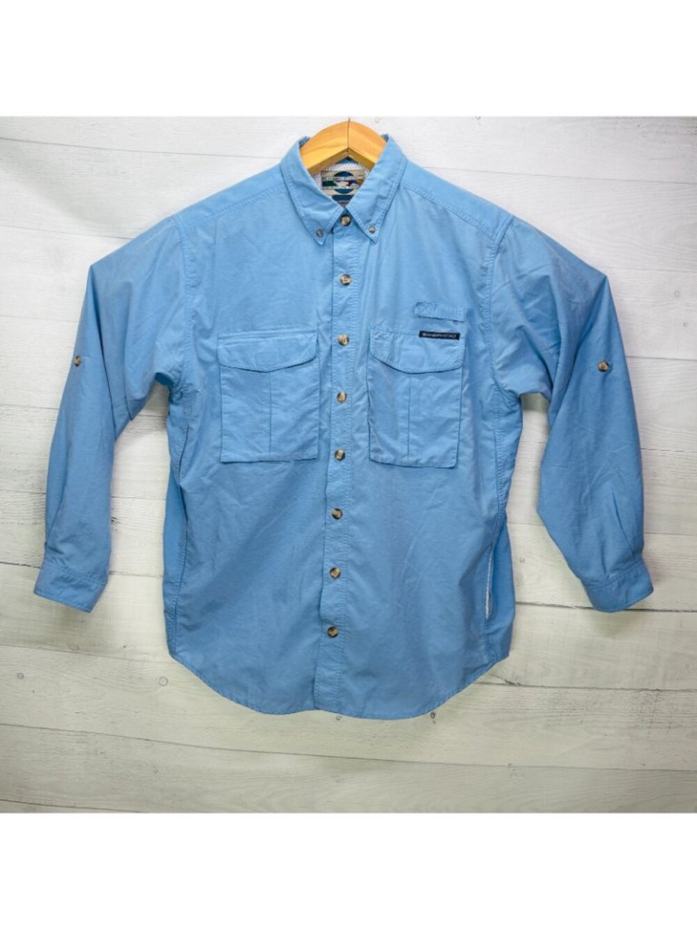 ExOfficio Mens L Adventure Travel Shirt Blue Long Sleeve Ventilated Hiking - Picture 2 of 12